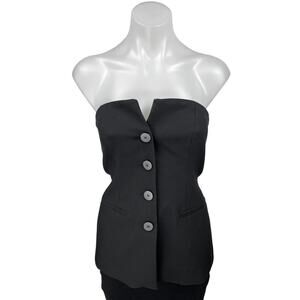 Zara Black Strapless Sleeveless Button Bustier Corset Bandeau Tube Tank Top XS